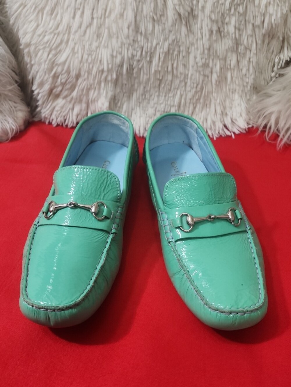 Cole Haan Women's Mint Green Leather Loafers - Picture 4 of 13